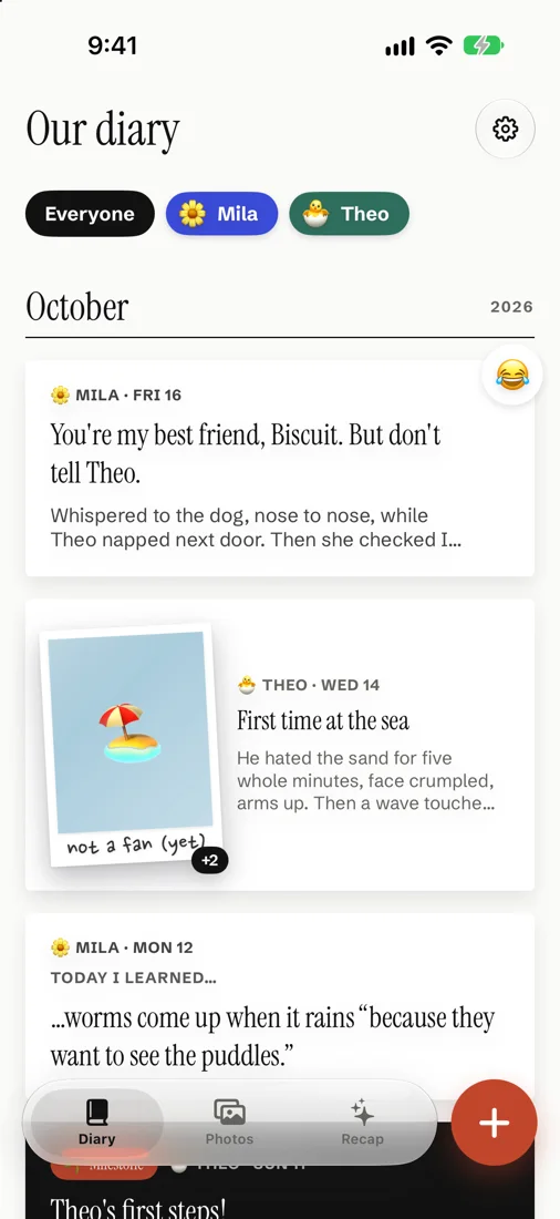 Sprout Diary in the Gallery theme