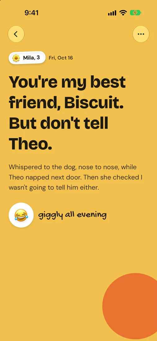 A text post filling the page in the child's color